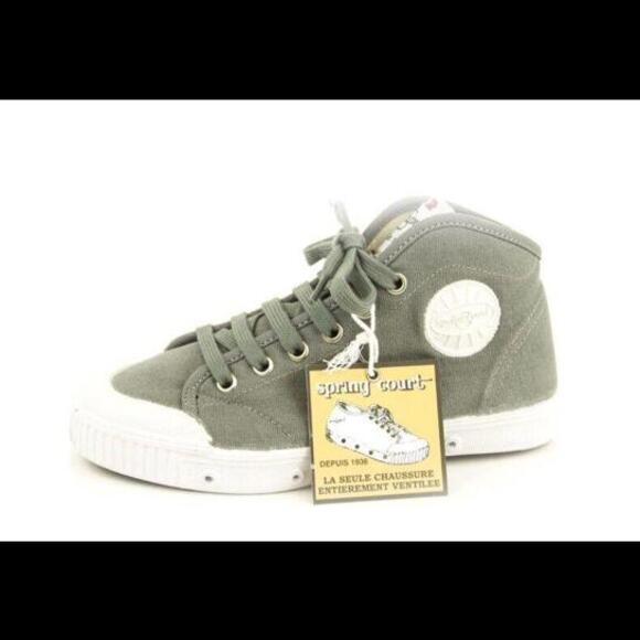 NEW SPRING COURT WOMENS B1 MID CUT GREY CANVAS WHITE SOLE SNEAKERS US 9 / EU 40 - Picture 5 of 5